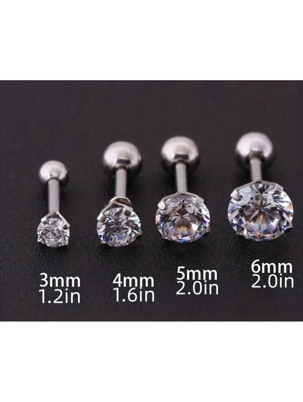 New - 4pcs Luxurious Faux Crystal Inlaid -Diamond Zircon Stainless Steel Earring